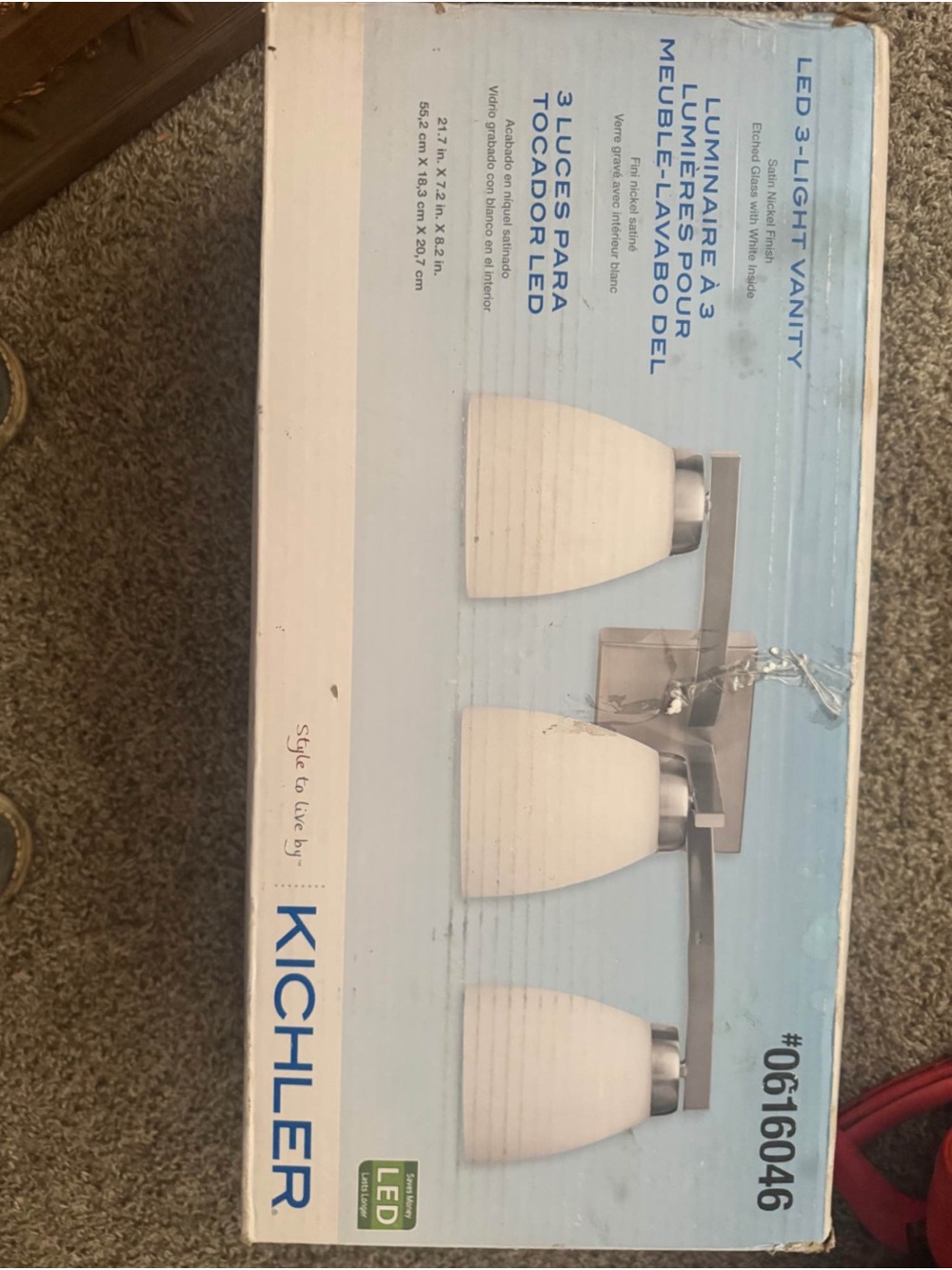 LED 3-Light Vanity Light in Brushed Nickel with White Glass Shades